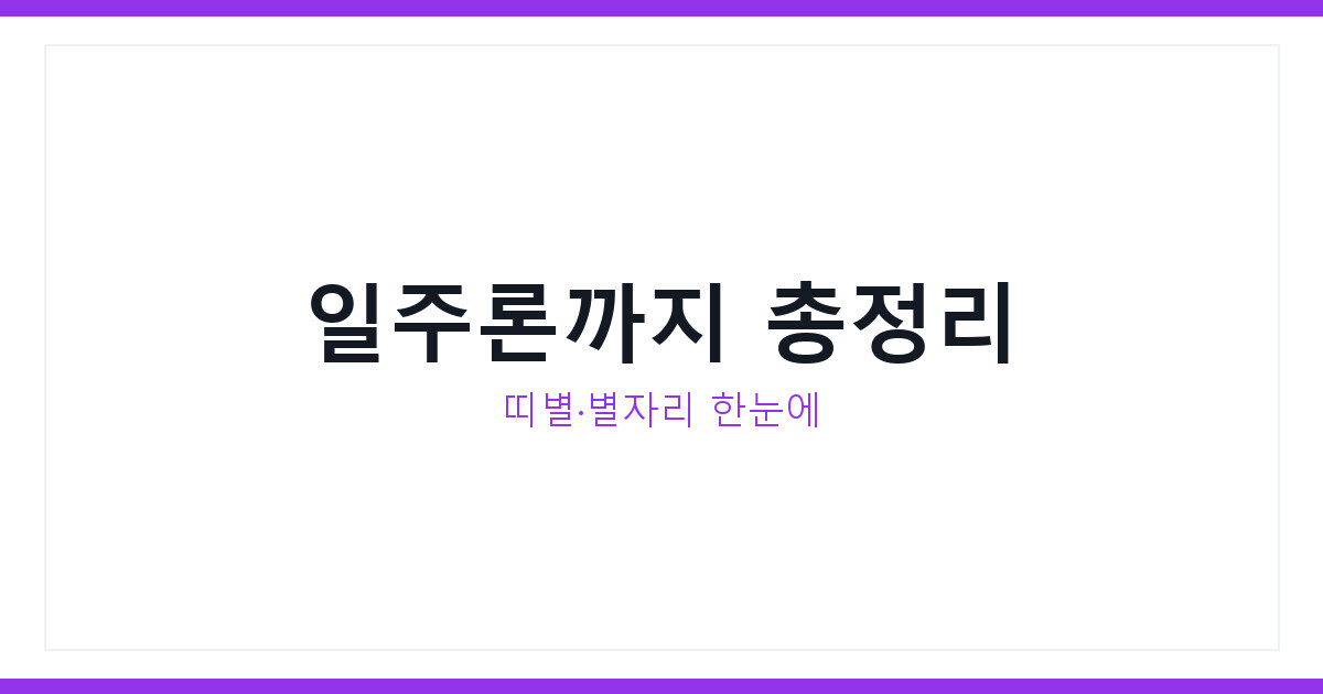 2026년 7월19일 오늘의 운세 총정리, 띠별 별자리부터 일주론까지