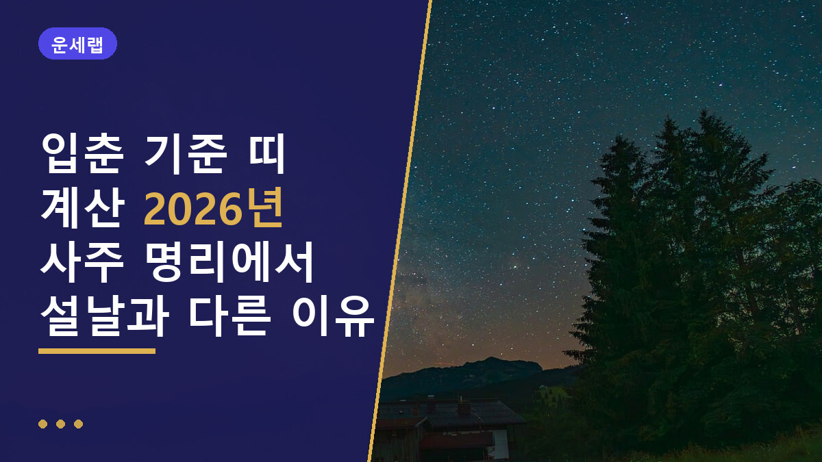 입춘 기준 띠 계산 2026년 사주 명리에서 설날과 다른 이유