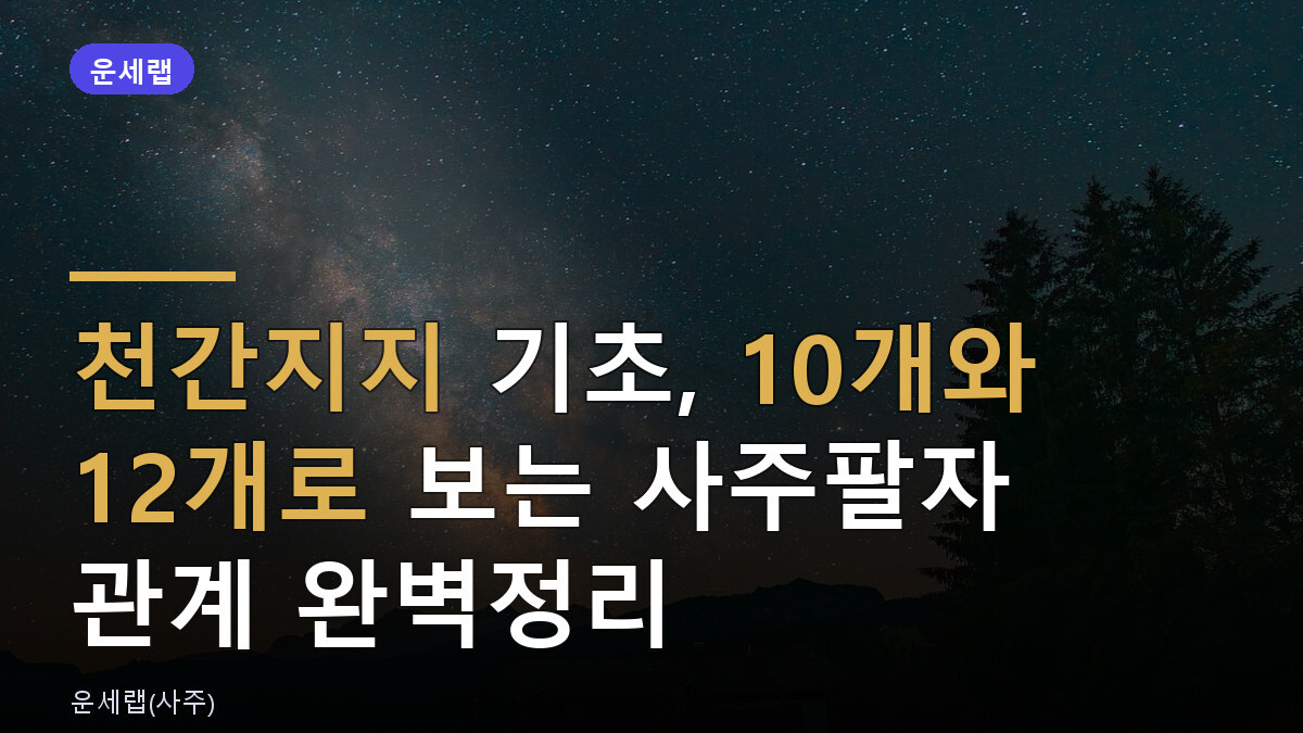 천간지지 기초, 10개와 12개로 보는 사주팔자 관계 완벽정리