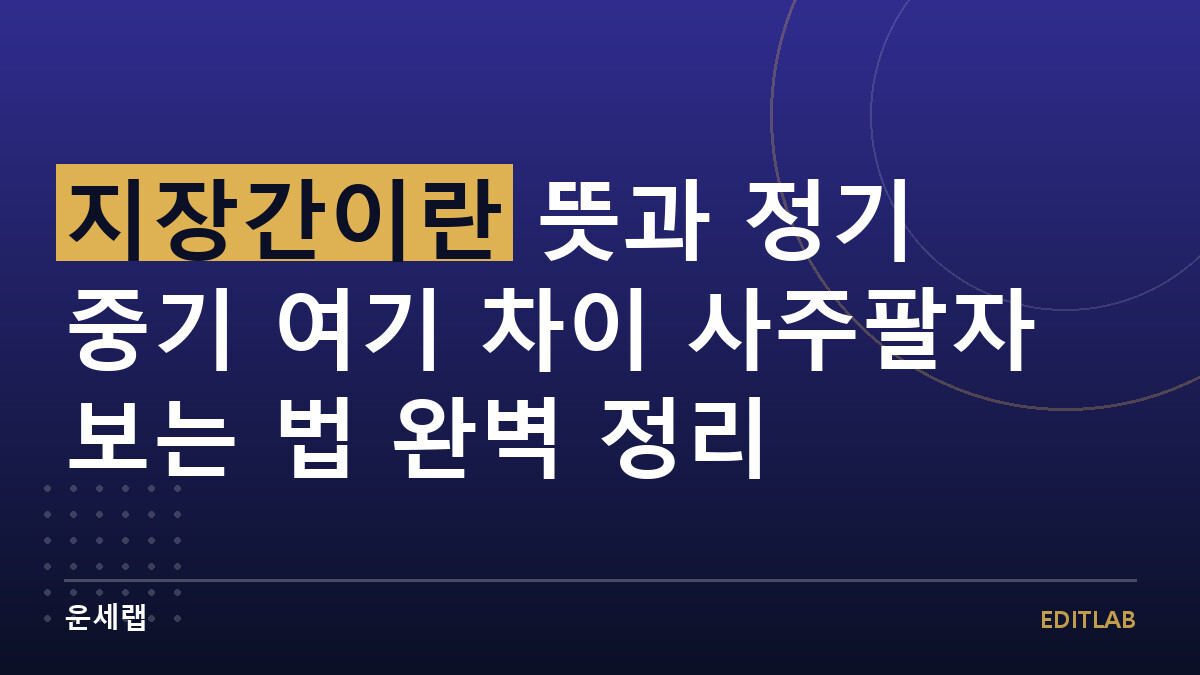 지장간이란 뜻과 정기 중기 여기 차이 사주팔자 보는 법 완벽 정리
