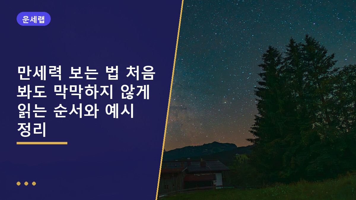 만세력 보는 법 처음 봐도 막막하지 않게 읽는 순서와 예시 정리